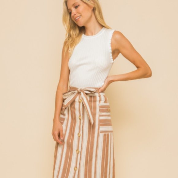 NWT Striped Button Down Skirt - Picture 2 of 5